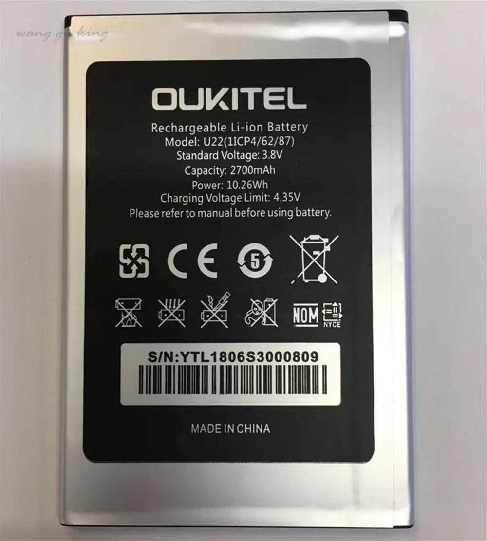 

100% Original new Oukitel U22 Battery 2700mAh Backup Battery Replacement For Oukitel U22 Mobile Phone