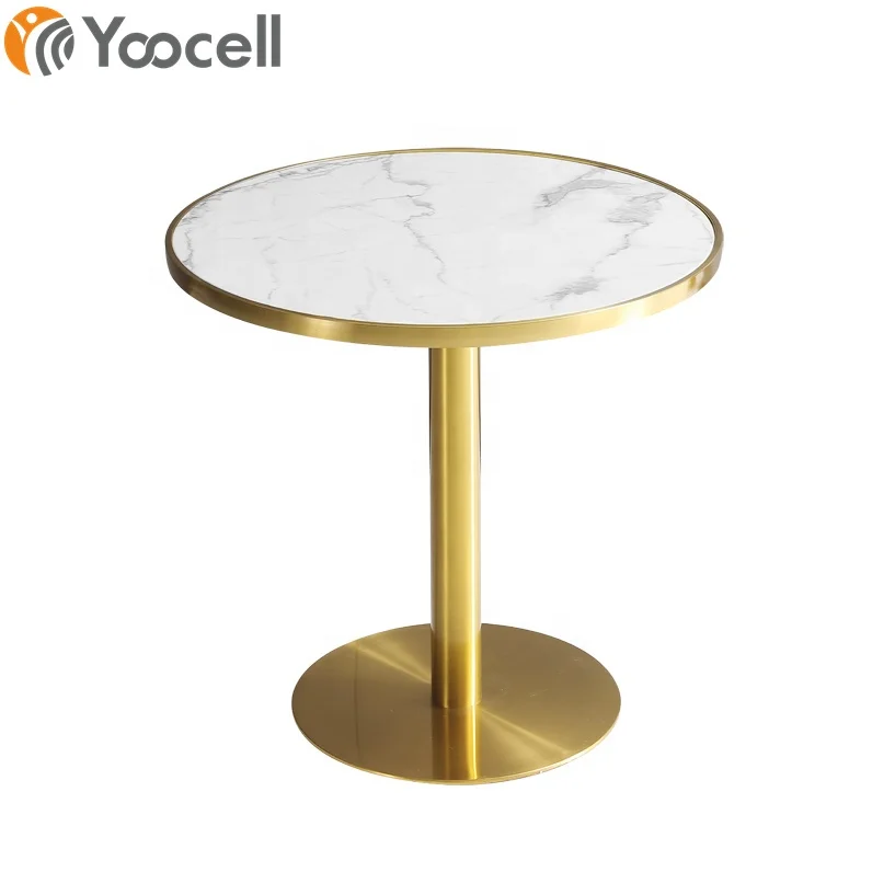 

Yoocell мраморная верхняя часть из нержавеющей стали с золотыми дужками прочный белый цвет спеченный камень столешница для ожидания журнальны...