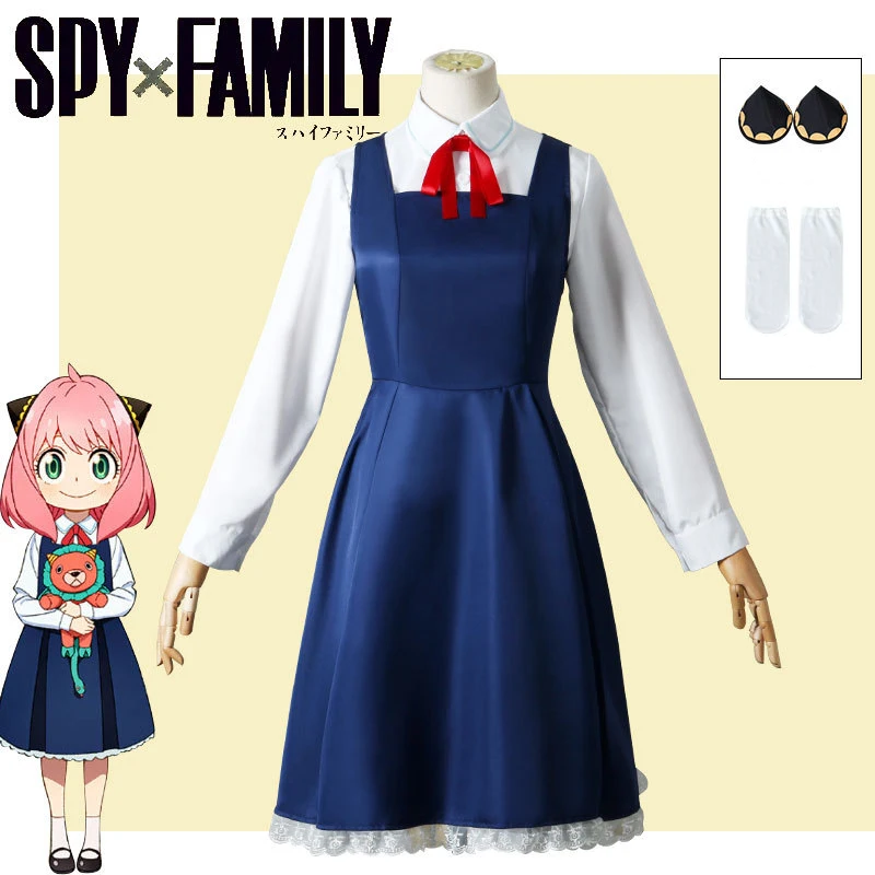 

Anime Spy X Family Anya Cosplay Costume Women Girl College style Bow tie Top Dress Uniform Halloween Party Costume Adult kids
