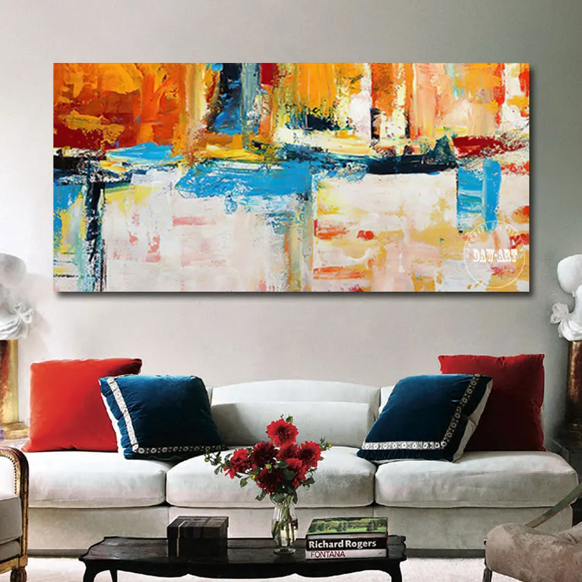 

Picture Canvas Art Wall Unframed Abstract Luxury Living Room Decoration Artwork Blue White Acrylic Texture Handmade Painting