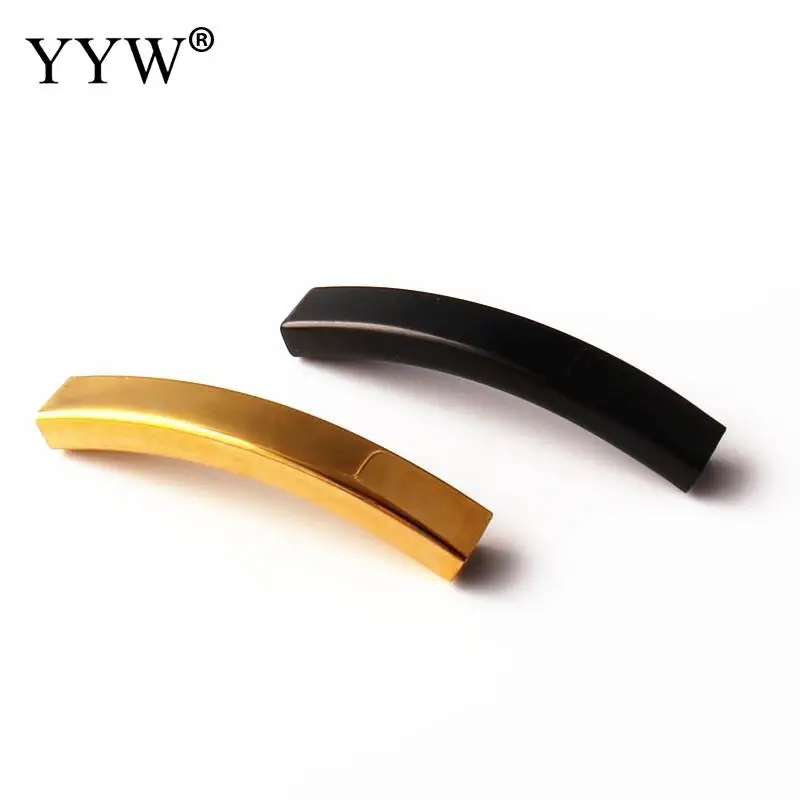 

5PC Square Stainless Steel Curved Tube Spacer Beads Connector Tube For Leather Bracelet Diy Jewelry Making Accessories