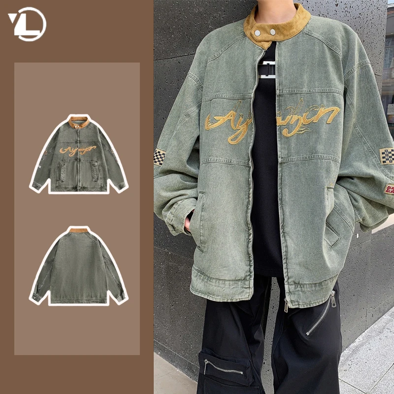 Мотоциклетные мужские ковбойские куртки в стиле хип-хоп осень 2024 трендовые