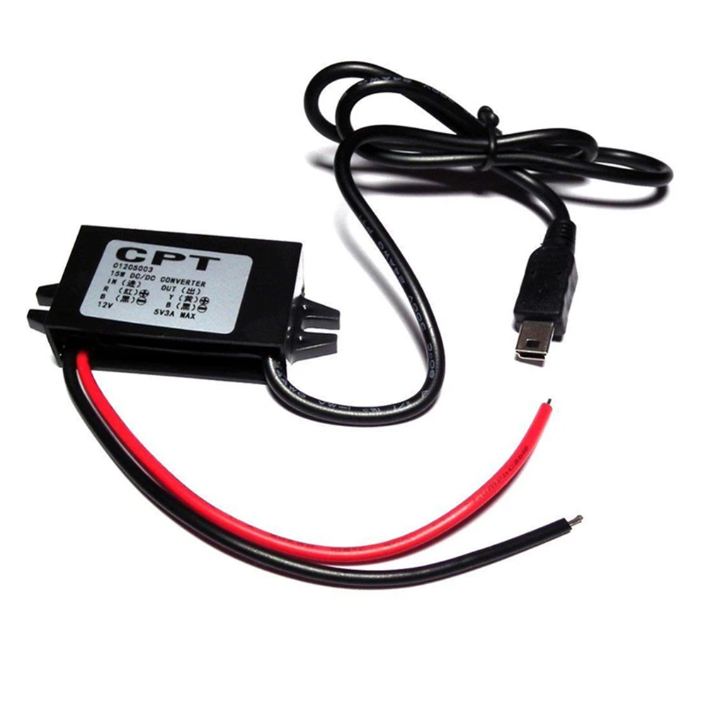 12V to 5V 3A 15W Car Power Step Down Buck Converter Power Supply Male Female Micro USB Mini USB Adapter Auto Protection