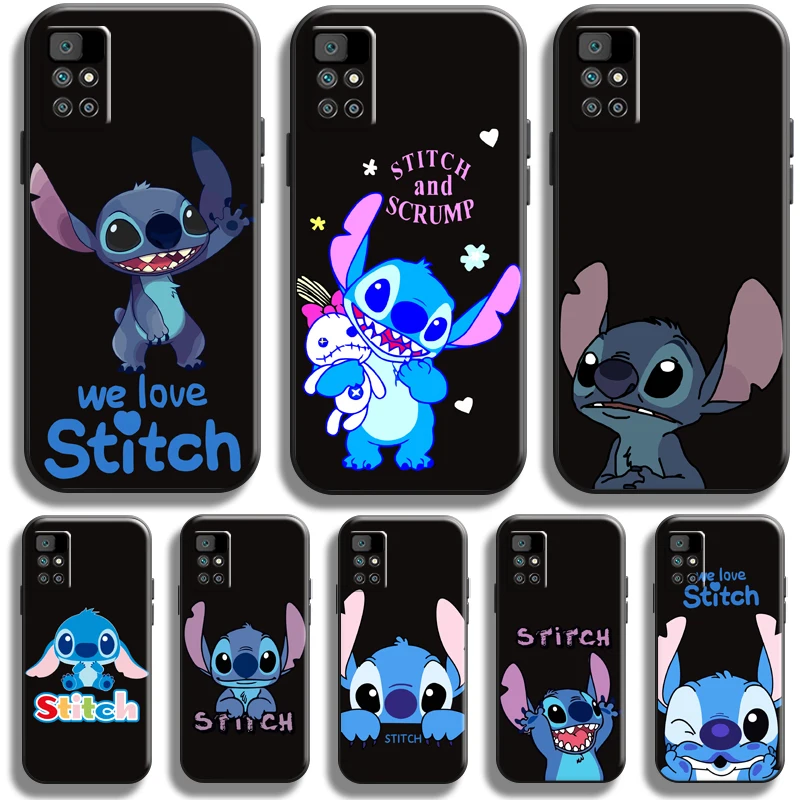 

Cute Cartoon-stitch- Phone Case For Xiaomi Redmi 10 Black Back Carcasa Soft TPU Silicone Cover Coque Ultra-Thin