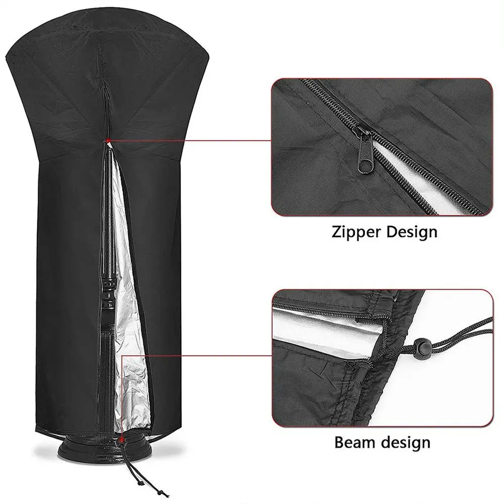 

Outdoor Patio Heater Cover 210D Black Waterproof Oxford Cloth Umbrella Fan Heater Cover Garden Courtyard Air Energy Dust Cover