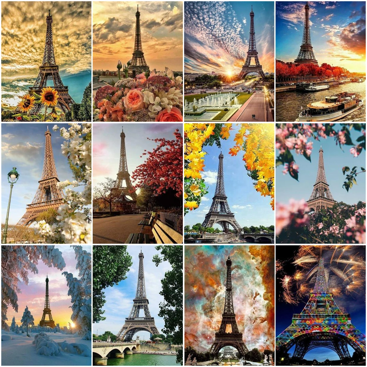 

5D DIY beautiful scenery iron tower square round water diamond painting cross stitch mosaic home decoration painting art