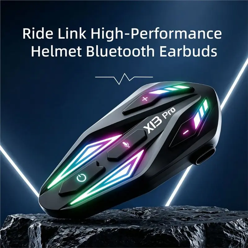 Фото НОВИНКА В НАЛИЧИИ - Bluetooth-гарнитура для мотоциклетного шлема X13 Pro, 1000 м, полнодуплексная интерком-гарнитура №4