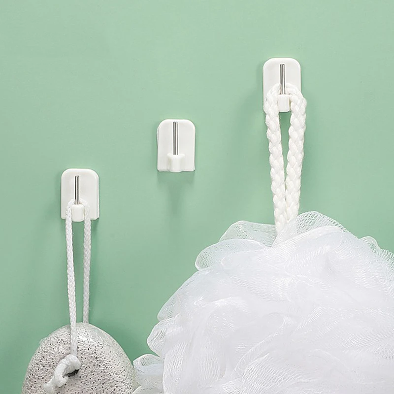 

10 Pcs Mini Hooks Curtain Rod Holder Self-adhesive Wall Hooks Bathroom Hooks Wall Key Pendant Behind Door Sticky Hooks