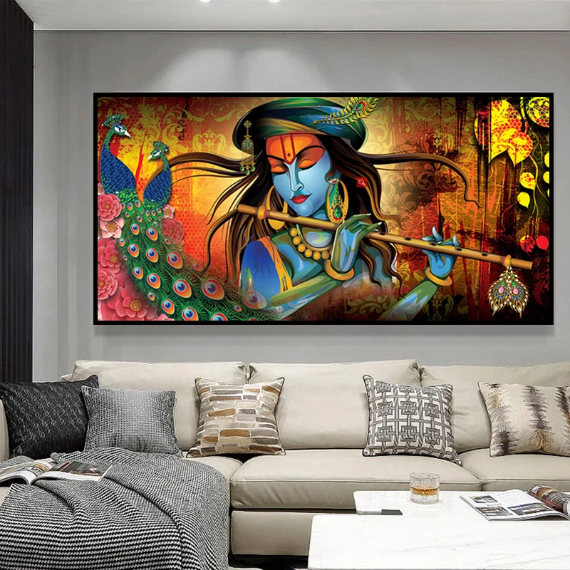 Нордический абстрактный Женщина-бог Индии настенная живопись плакат современный портрет печать на холсте Кришна Картины домашнего декора.