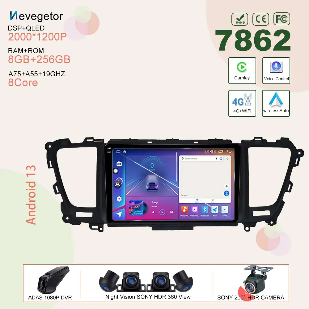 Автомобильный Android13 для Kia Carnival YP Sedona 2014-2020 Автоматический мультимедийный плеер