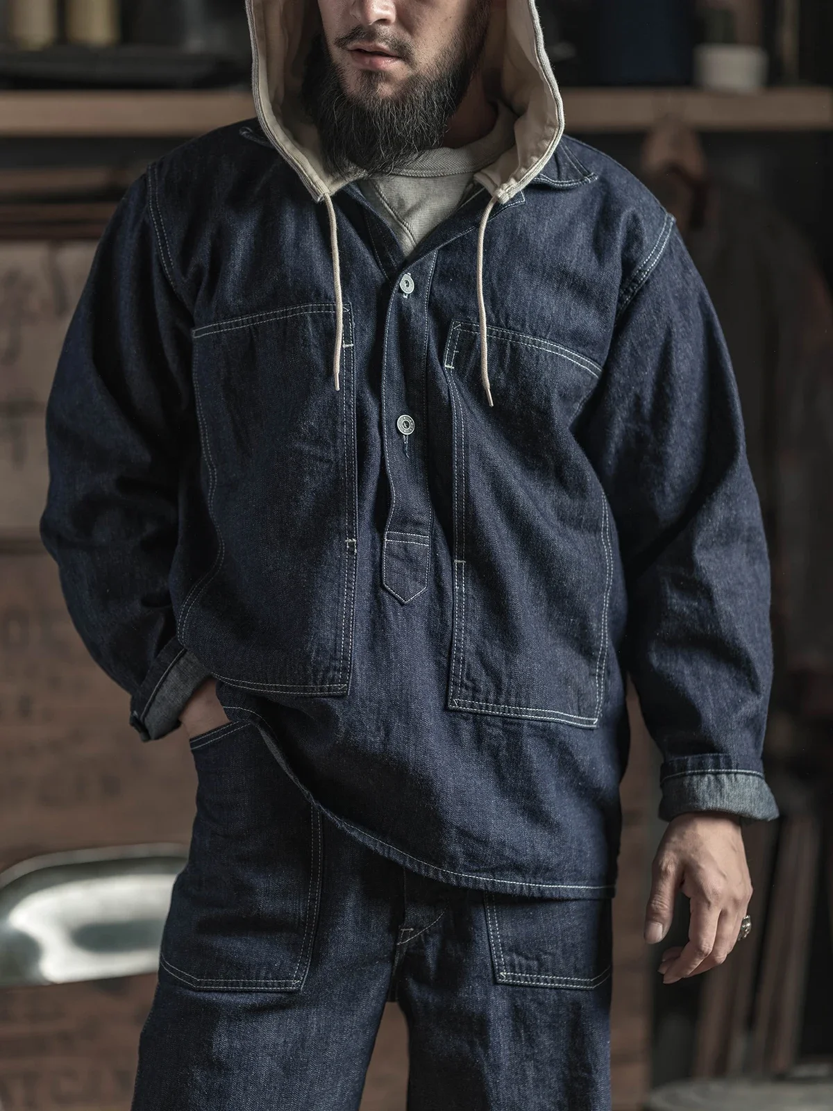 Прочный Бронсон 1935 армия CCC усталость джемпер Мужская джинсовая верхняя рубашка