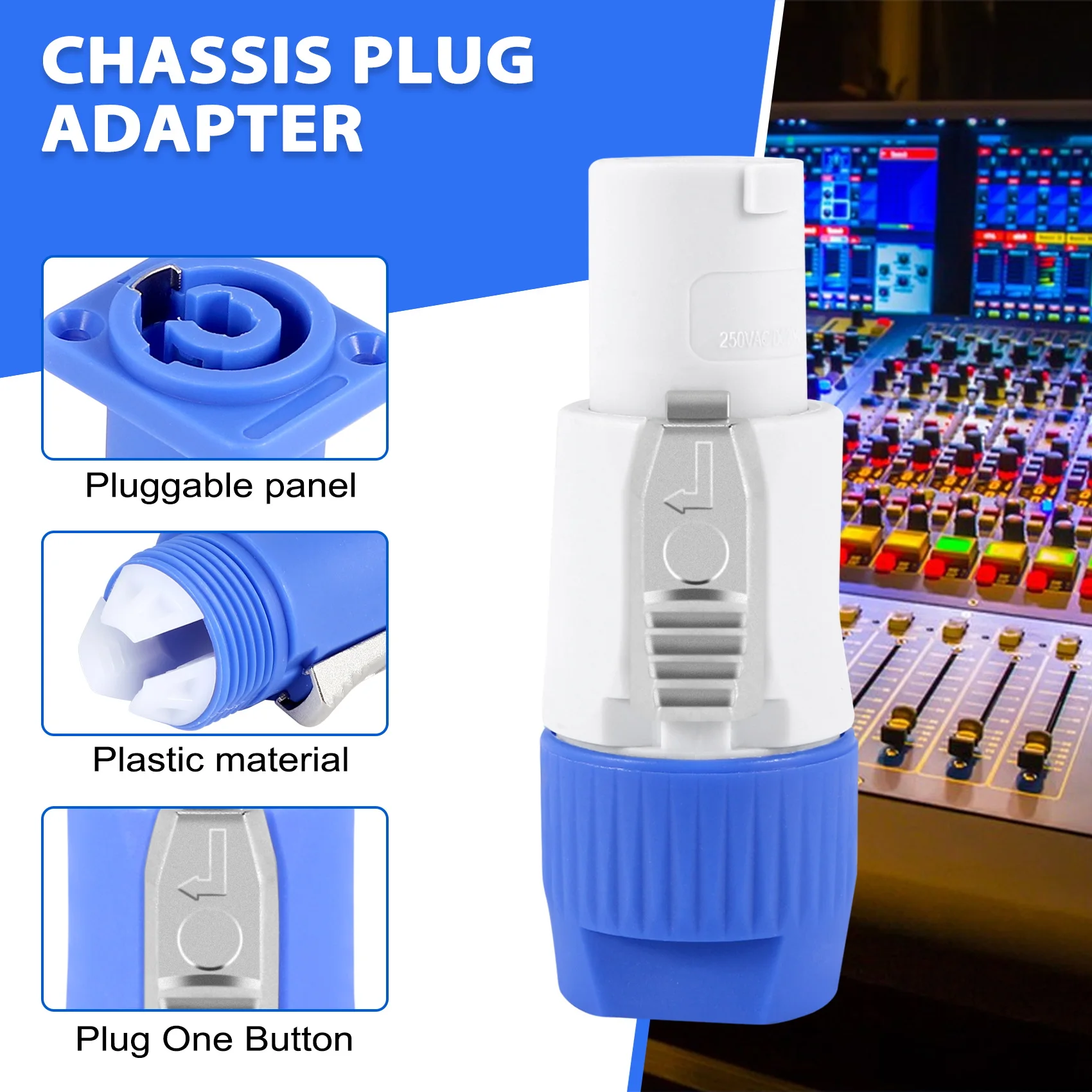 Адаптер панели разъема корпуса PowerCON Type A NAC3FCA+NAC3MPA-1
