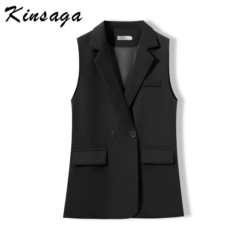 Дизайнерский кофейный пиджак жилет с двумя пуговицами корейский кардиган без