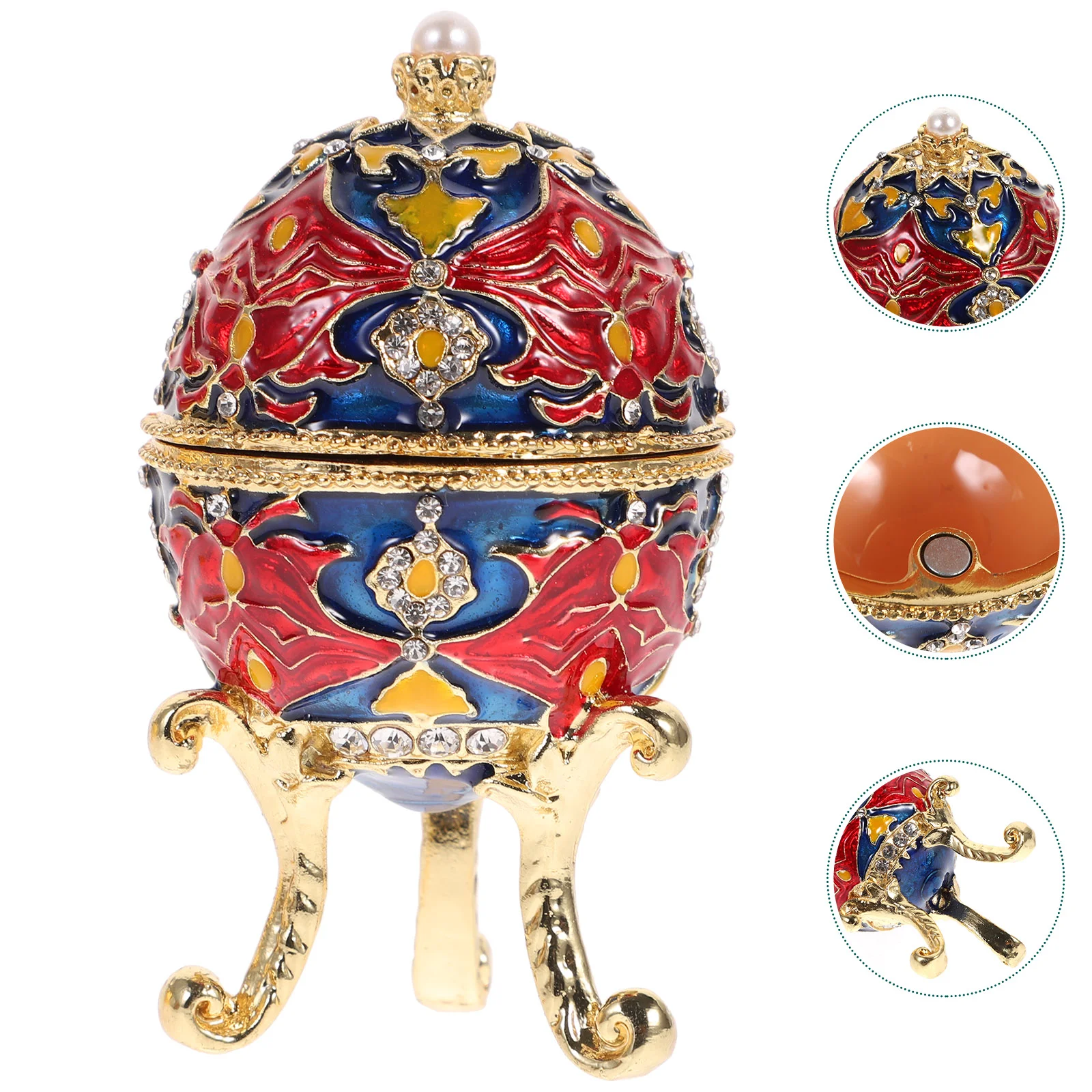 

Box Egg Trinket Jewelry Faberge Boxes Bejeweled Enamel Hinged Decor Organizerdecorative Eggs Jeweled Gift Imperial Ring