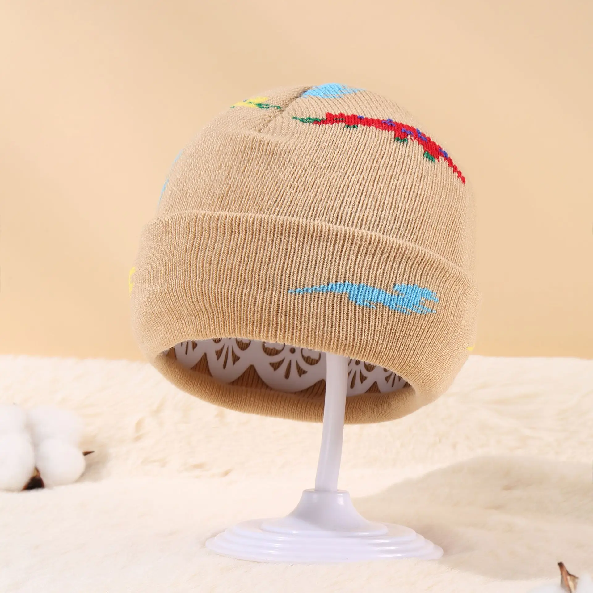 

0-3 Years Winter Baby Beanie Cartoon Dinosaur Protection Knitted Hat Toddler Boys Girls Cute Korean Warm Kids Hats
