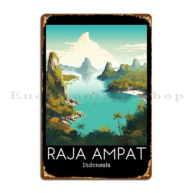 Винтажные дорожные иллюстрации Раджа ампат индонезийские металлические знаки