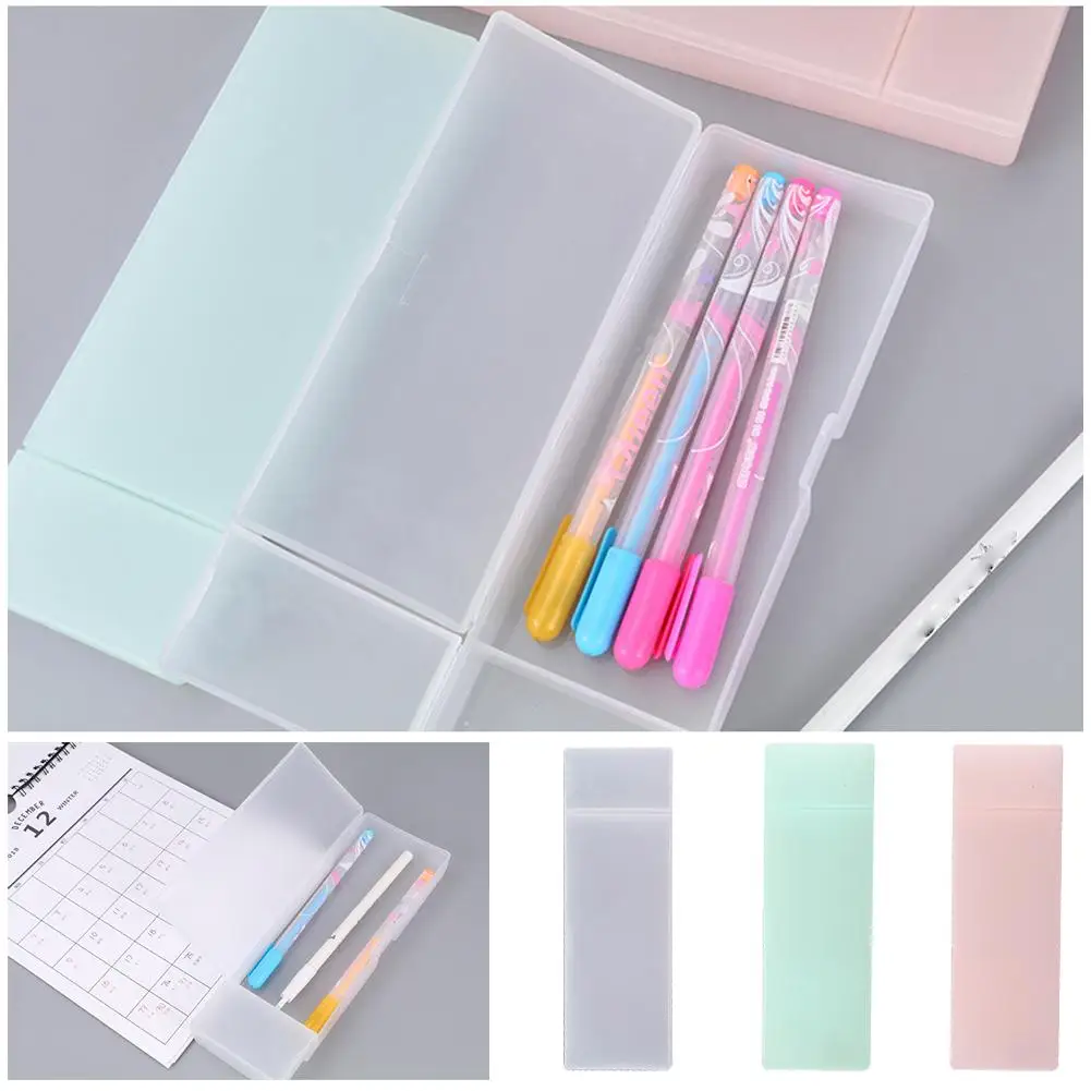 

Creative Solid Color Pencil Case Simple multifunctional semi frosted bag pen school stationery transparent storage PP suppl Y6V8