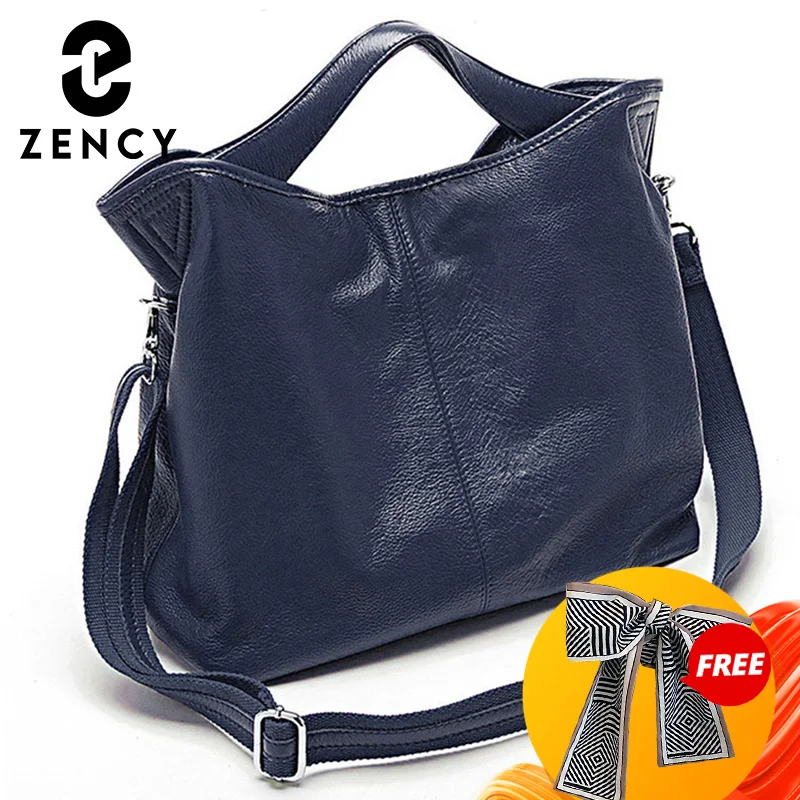 Zency Wholesale Fashion Women Handbag 100% Genuine Leather Ladies Casual Tote Bag Charm Shoulder Messenger Classic Satchel Purse