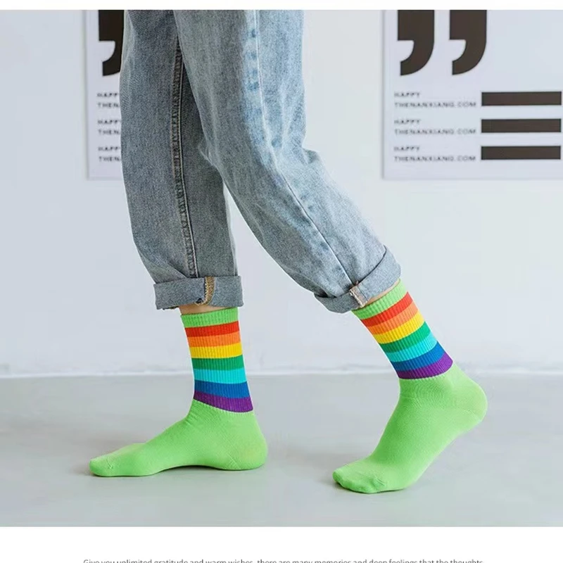 5Pairs/Lot Fashion Smile Face Women Socks Colorful Rainbow Cotton Socks Lidies Comfortable Sports Sock