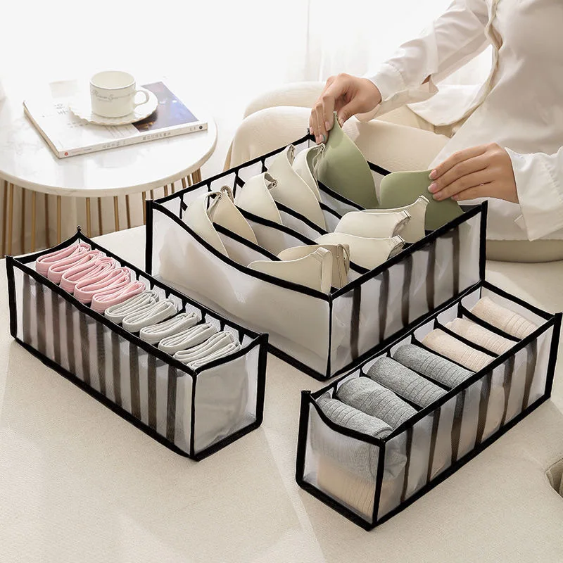 

Underwear Drawer Organizer Foldable Closet Clothes Dividers Wardrobe Nylon Dresser Compartments Storage Box for Ties Bras Socks