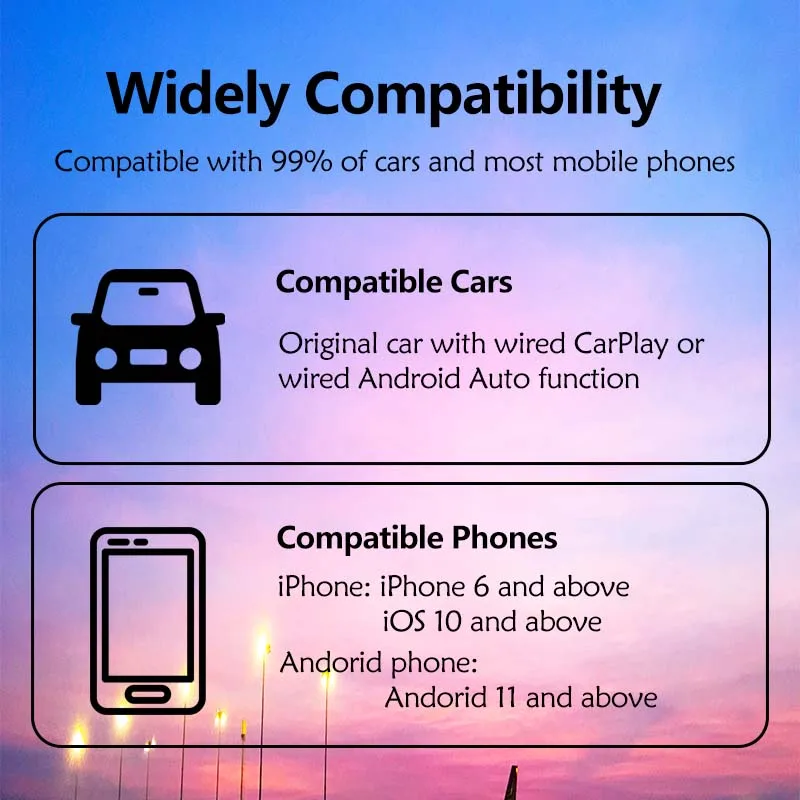 Проводной к беспроводному адаптеру CarPlay Android Auto Smart Dongle 2in1 Mini Box Быстрое