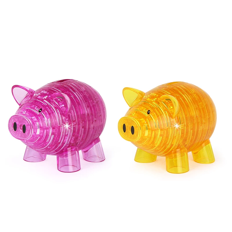 

3D Crystal Plastic Puzzle Toy Building Block DIY Pig Model Piggy Bank Jigsaw Toy Educational Toys Disassembly Puzzle Kids Gifts
