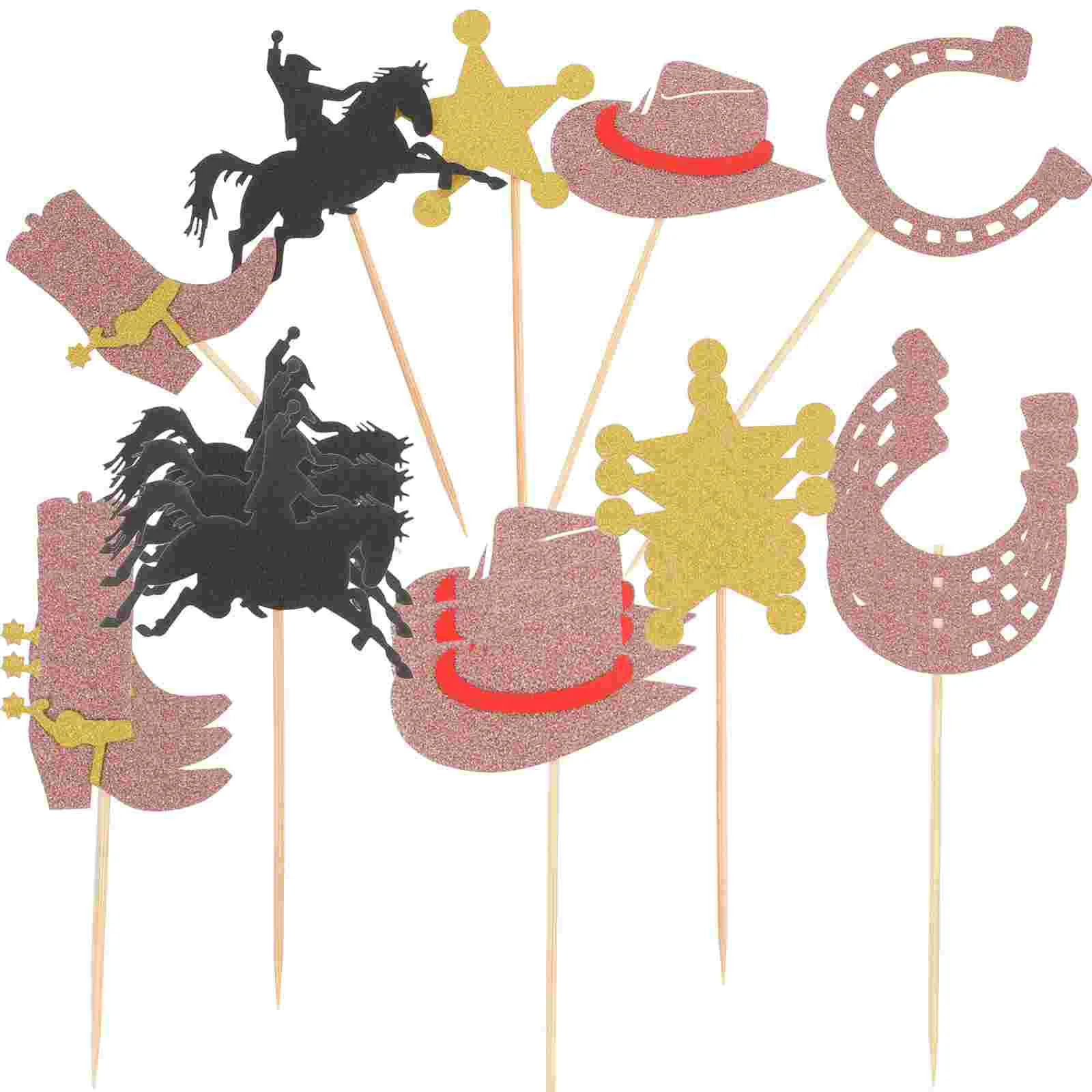 

30 Pcs Graduation Cake Inserts Birthday Cupcake Topper Cowboy Decorations Western Party Toppers Paper Festival Pick