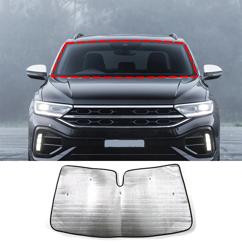 

For 2023 Volkswagen T-ROC Aluminum Foil Silver Car Front Glass UV Sunshade Car Interior Protection Accessories 1Pcs