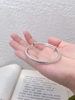 genuine 999 sterling silver ladies woven twist bangle glossy push pull twist fashion jewelry for girlfriend luxury gifts