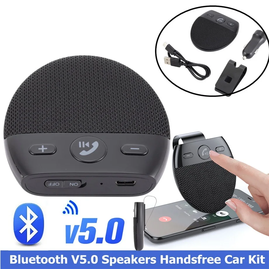 

Wireless Vehicle Car Bluetooth V5.0 Speakers Handsfree Car Kit Hands-free Bluetooth Speakerphone Sun Visor Car Accessories
