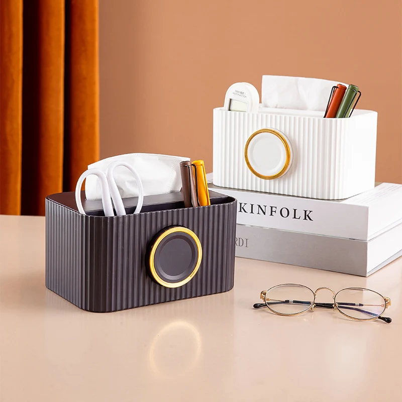 

Desktop Tissue Box With Cell Phone Stand Multifunctional Remote Desktop Tissue Box Cocina Almacenamiento Y Organización