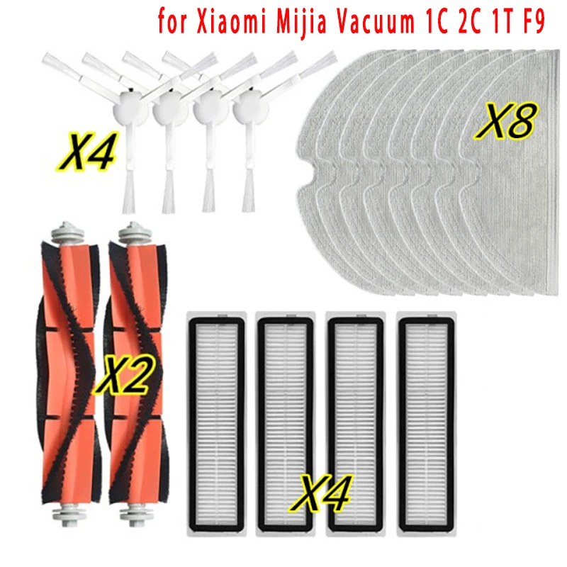 

18PCS for Xiaomi Mijia Vacuum 1C 2C 1T F9 Vacuum Cleaner STYTJ01ZHM STYTJ02ZHM New Main Brush Hepa Filter Side Brushes Mop Cloth