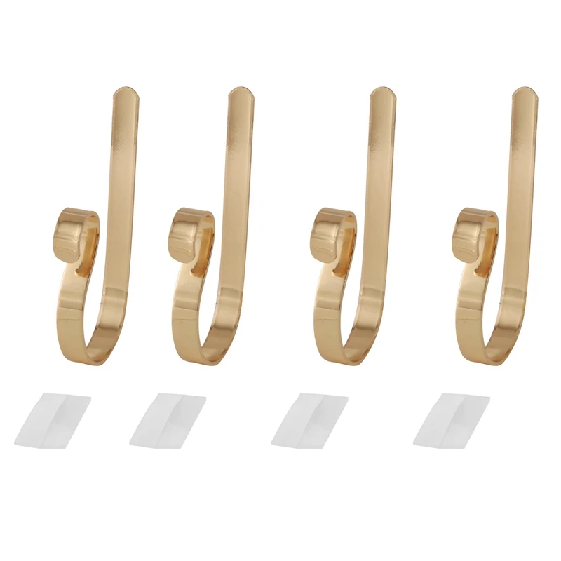 

Christmas Hooks For Stockings,Home Kitchen Hanging Hooks,Multiple Uses,With Non-Slip Stickers 4Pcs - Gold