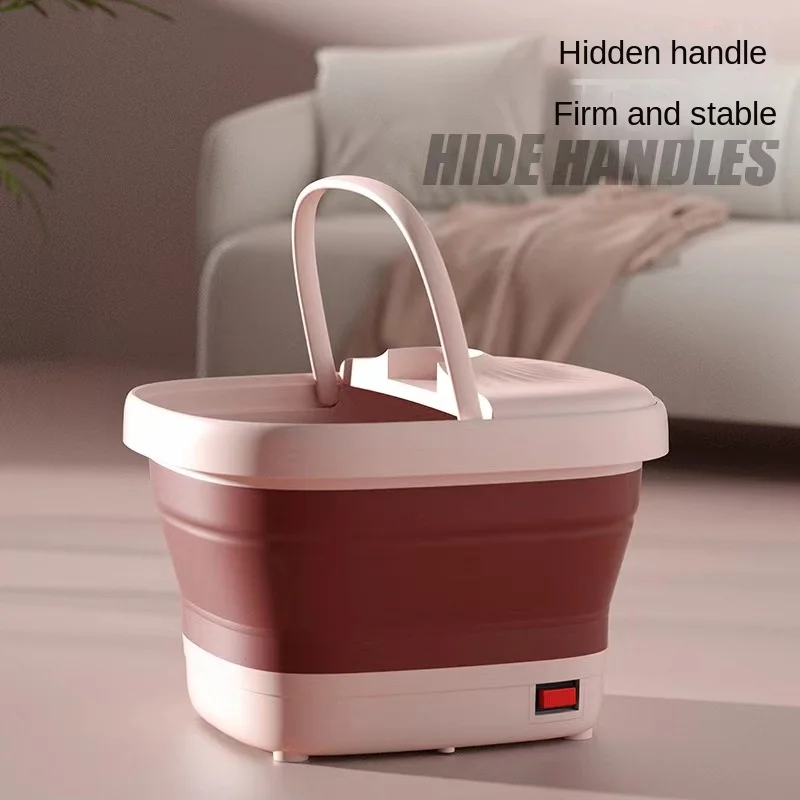 

Складная автоматическая Ванна для ног с красной текстурой, легкая портативная ванна для ног, термостатическая акупунктурная массажная ванна для ног