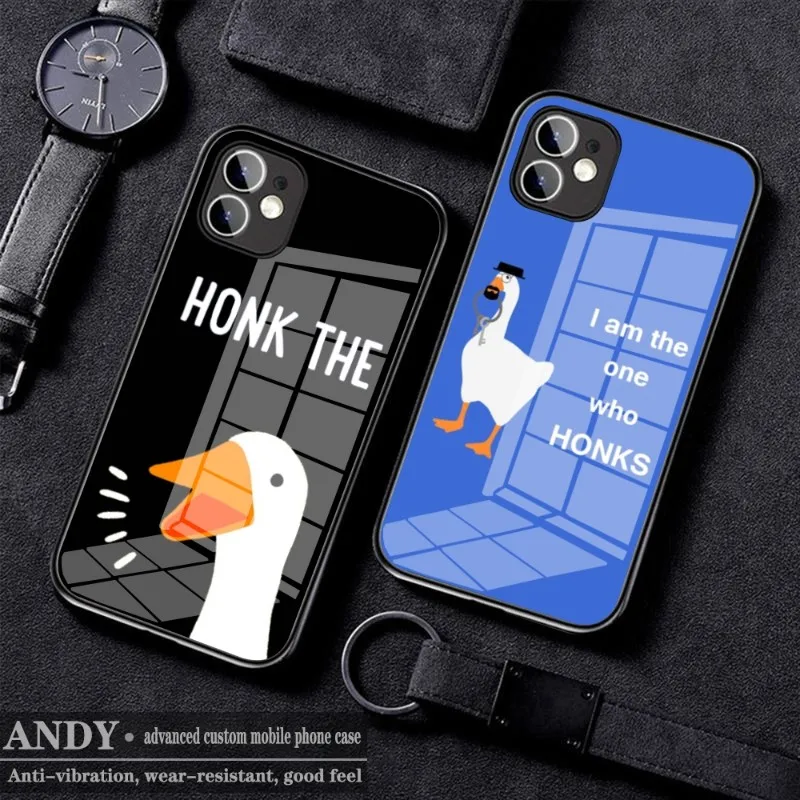 

Untitled Goose Game duck Phone Case Tempered Glass FOR IPhone 14 13 11 12 Pro 8 7 Plus X 13 Pro MAX XR XS MINI Covers