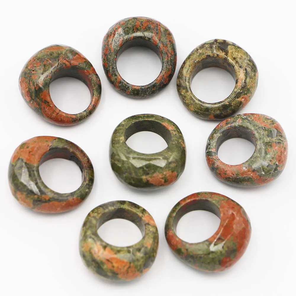 

Fashion High Quality Stone Section Circle Rings Shank Exquisite Large Hole Face Width Finger Reiki Charm Jewelry Gifts Wholesale