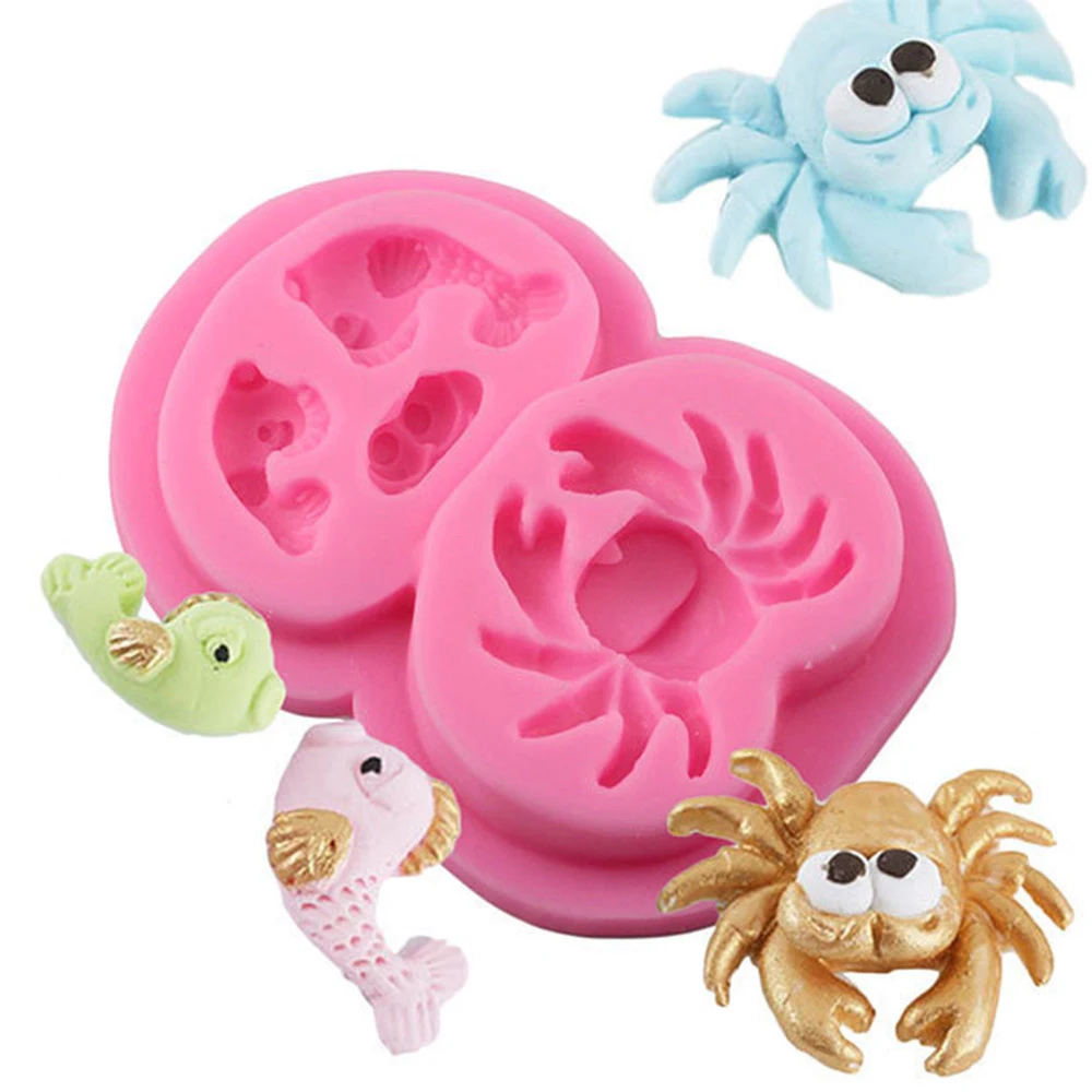 

3D Sea Crab Fish Silicone Mold DIY Cupcake Candy Chocolate Gumpaste Fondant Baking Mould Cake Decorating Tools Kitchen Bakeware