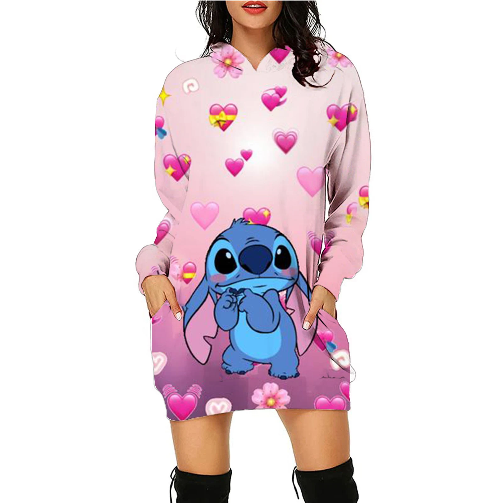 

2022 Women's Disney Mickey/Minnie Mouse Hoodie Dress Cartoon Boho Elegant Dress Women's Dress 2022 Fall Print Hoodie Tops