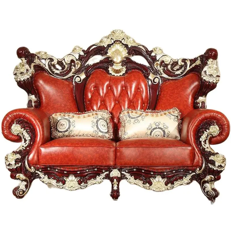 

high quality European antique living room sofa furniture genuine leather set FS506