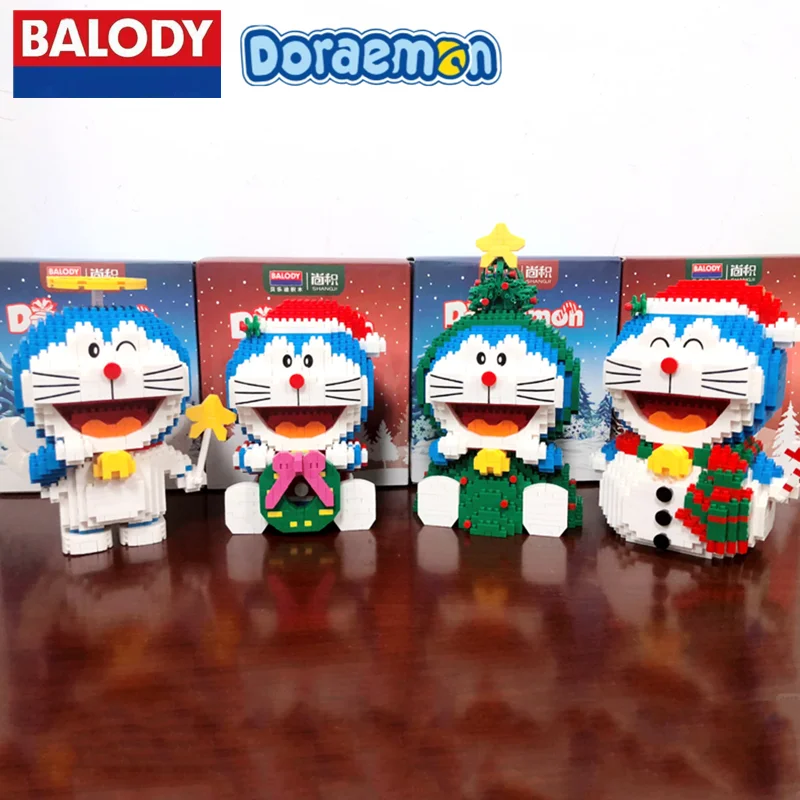 

Конструктор BALODY Doraemon, Рождественская елка, снеговик, модель Kawaii, сложная сборка мелких частиц, детские игрушки