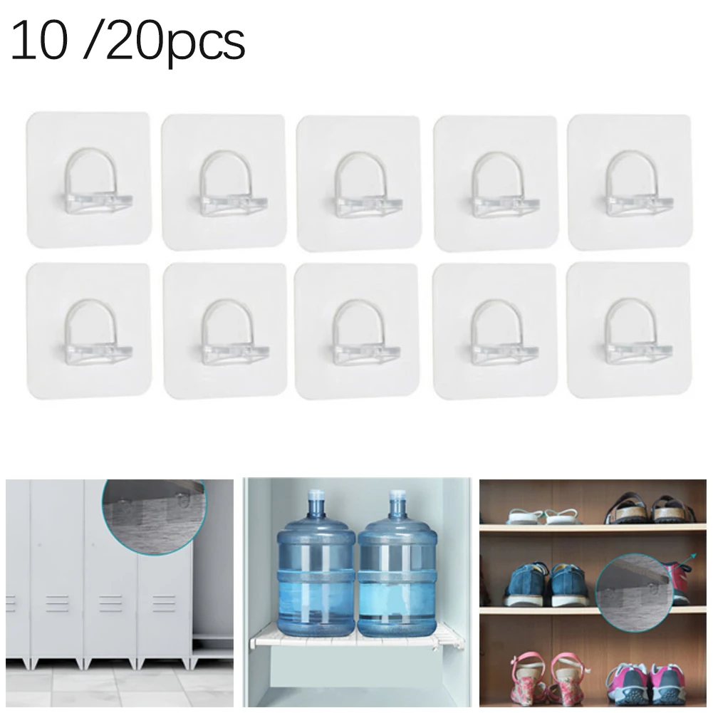 

10/20Pcs Shelf Support Adhesive Pegs Plastic Closet Cabinet Shelf Support Clips Wall Hanger For Kitchen Bathroom Accessories