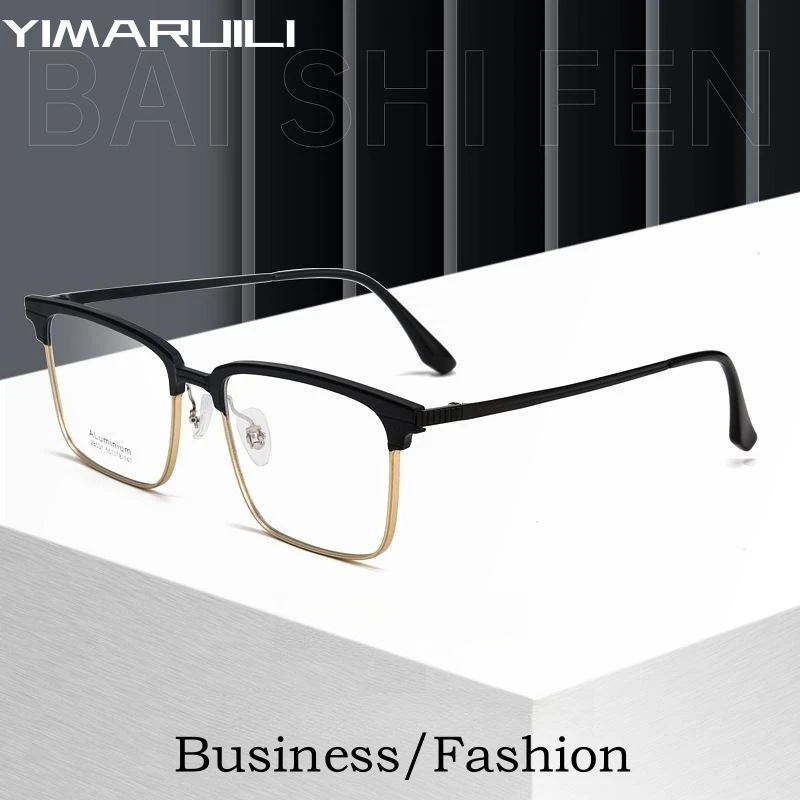 

YIMARUILI деловые модные высококачественные очки из алюминиево-магниевого сплава ретро квадратные очки с большим лицом оптическая оправа для очков для мужчин