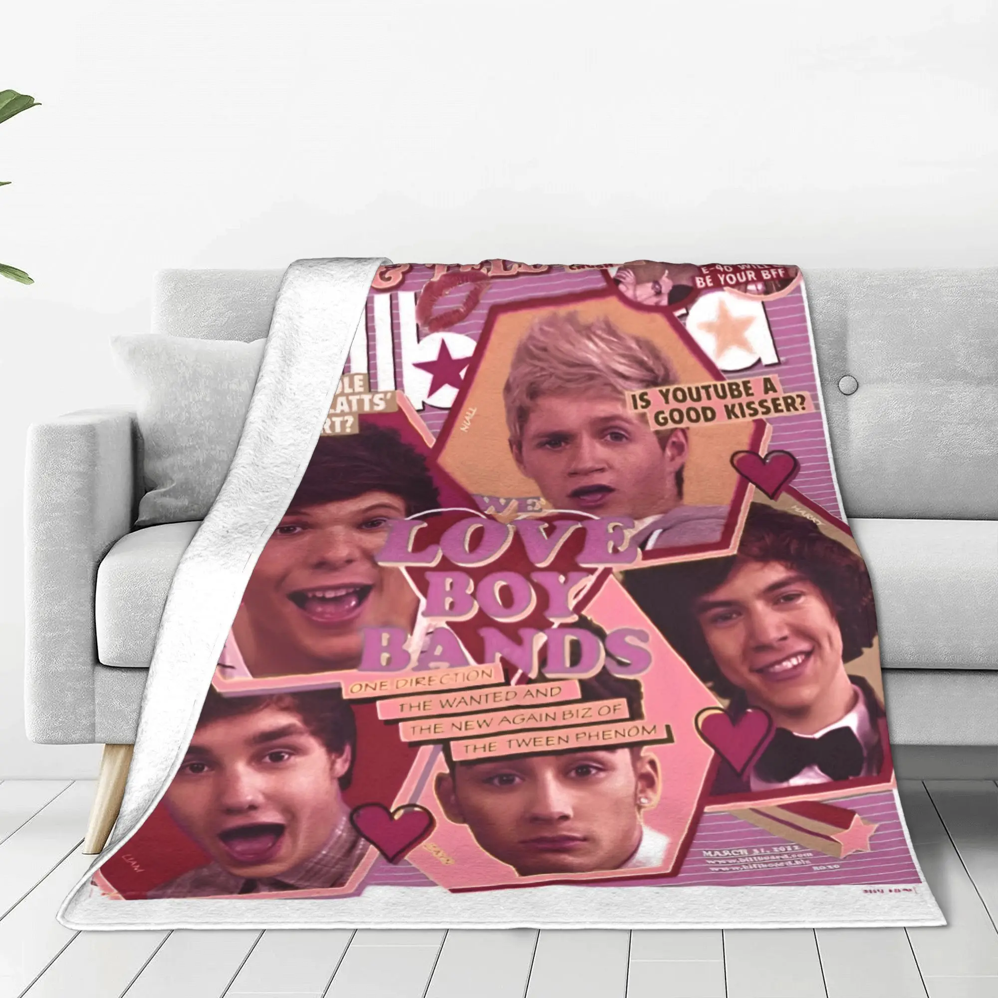 Ones Music and Directions Pink Poster Blanket Cover Flannel Heavy Metal Super Warm Throw for Bedding Couch Bedroom Quilt