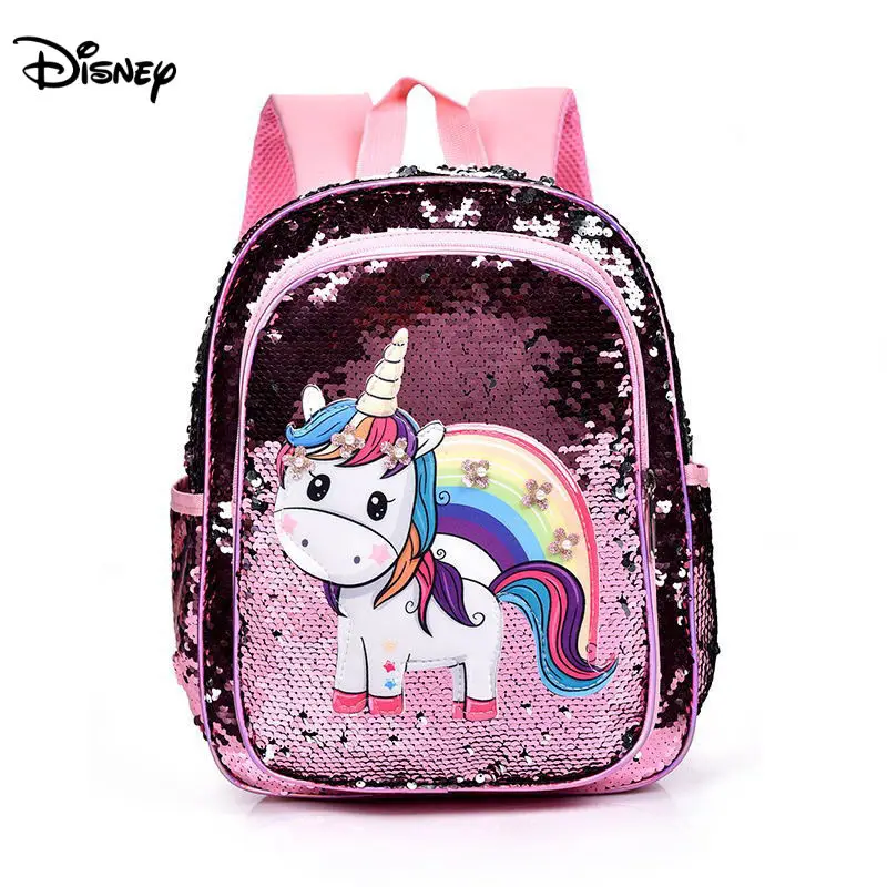 Рюкзак с блестками для девочек из мультфильма Disney, легкий школьный ранец с блестками для начальной школы и дошкольного детского сада