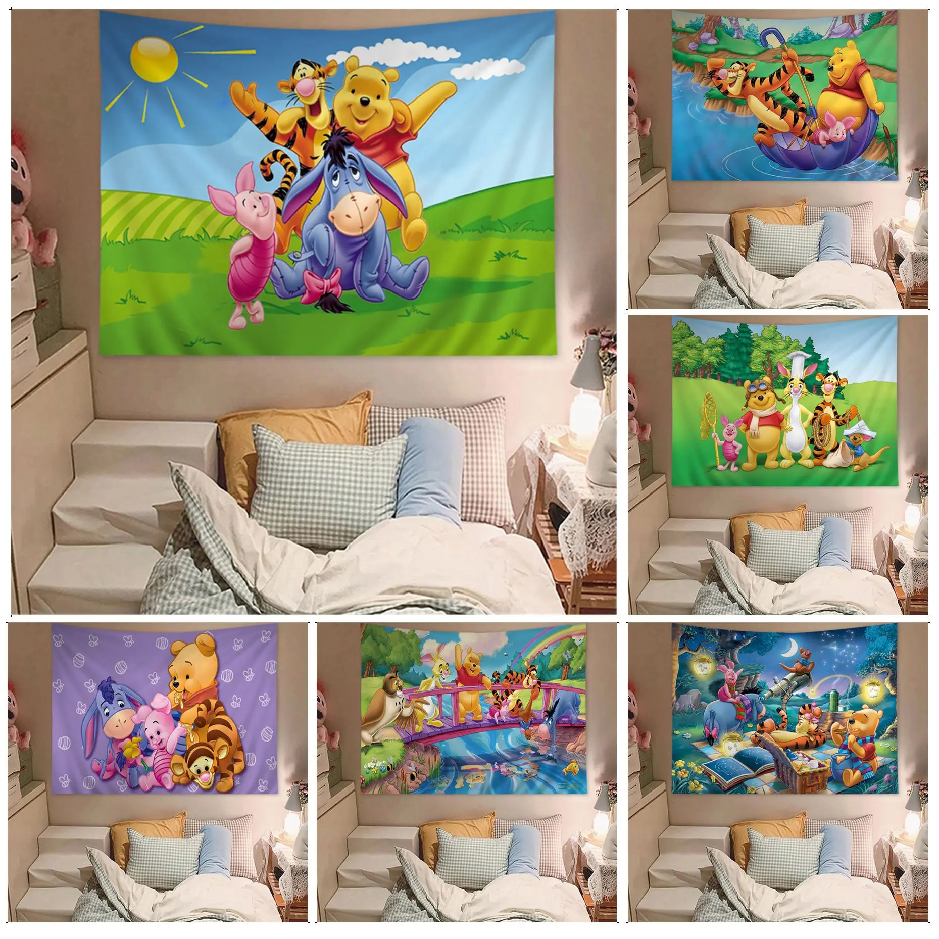 

Disney Winnie The Pooh Hanging Bohemian Tapestry For Living Room Home Dorm Decor Japanese Tapestry