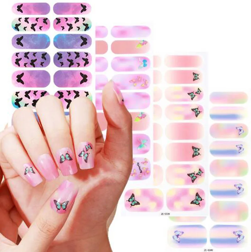 

Новинка, блестящие самоклеящиеся обертки для ногтей с полным покрытием, красивые Готовые накладные ногти «сделай сам», декоративные украшения для дизайна ногтей