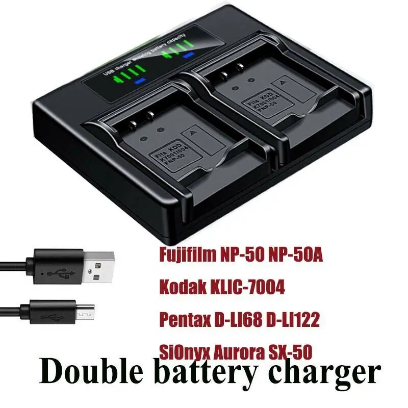 

Dual Battery Charger For Kodak KLIC-7004 EasyShare V1073 V1233 V1253 V1273 Zi8