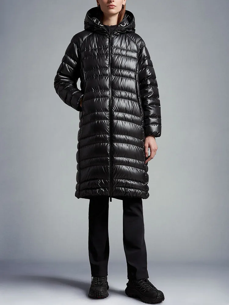 

y2k fall and winter white goose down long section hooded lettersWomen's jacket2023 fashion versatile Slim thin coat for women