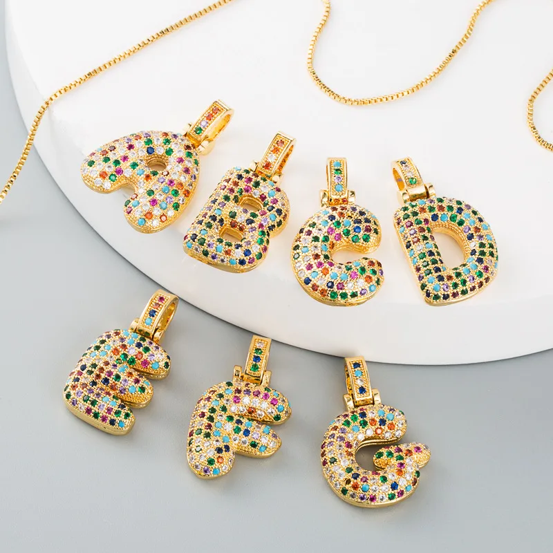 

2023 New 18K Gold Full Diamond Zirconia A-z Monogram Necklace Ladies' Coloured Pendant Women's Jewellery Gift Beautiful Box