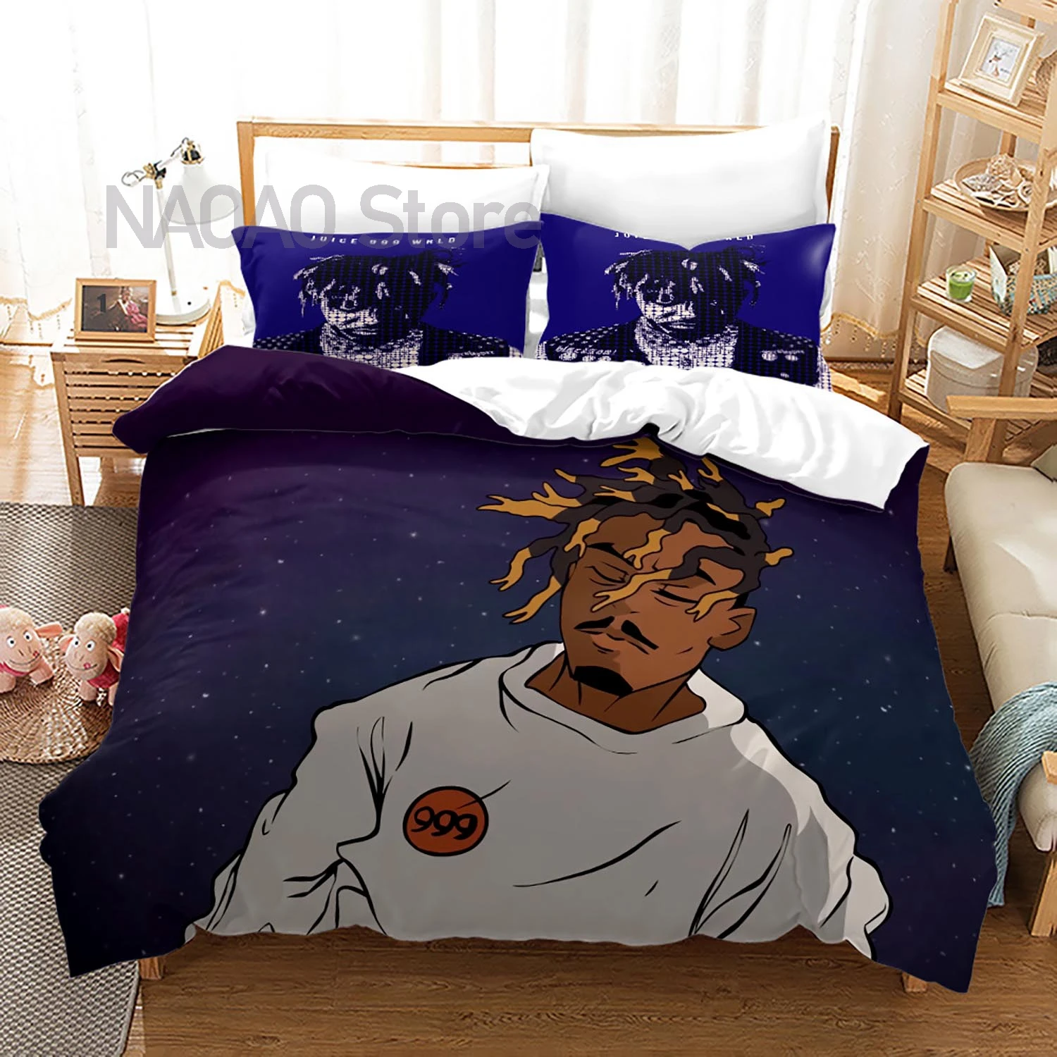 

New Juice Wrld Bedding Set Single Twin Full Queen King Size Stars Juice Wrld Bed Set Aldult Kid Bedroom постельное бельё 3D 010